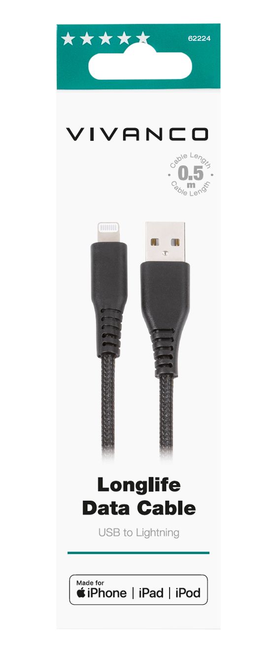 62224 Lightning auf USB A Männlich 0,5 m  (Schwarz) 