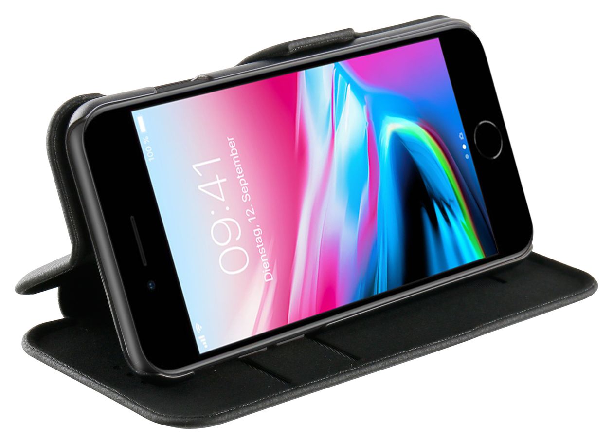 Casual Geldbörsenhülle für Apple iPhone SE (2.Gen.), iPhone 8, iPhone 7, iPhone 6s  (Schwarz) 