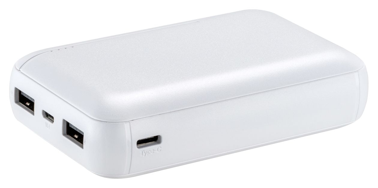 Fast Charge 10000 mAh Powerbank Micro-USB + USB Type-C  (Weiß) 