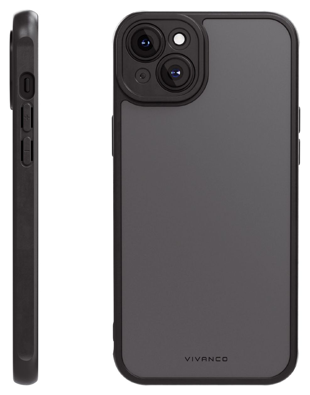 Frosted Cover für Apple iPhone 15 Plus (Schwarz, Transparent) 
