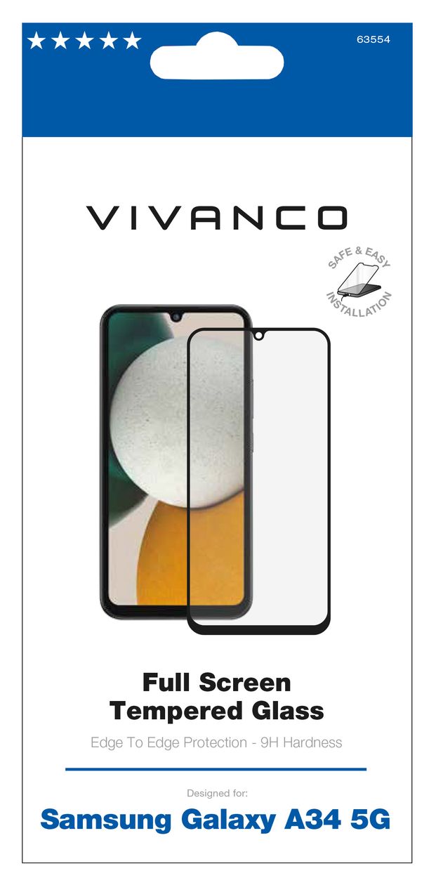 Full Screen Klare Bildschirmschutzfolie gehärtetes Glas 9H für Samsung Galaxy A34 