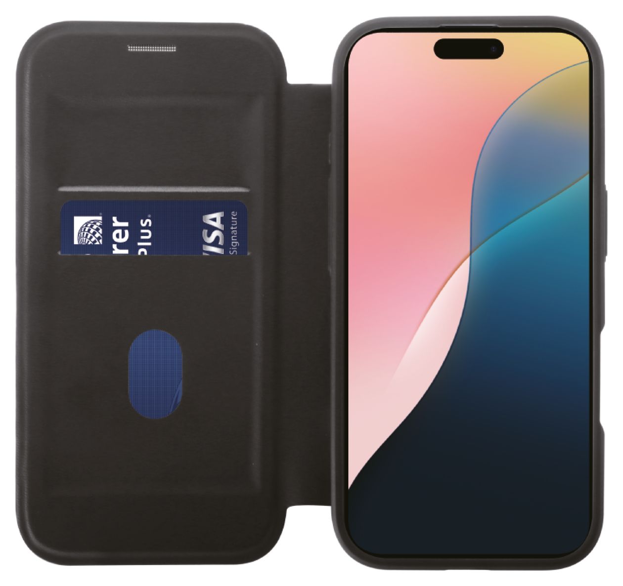 Mag Premium Wallet Geldbörsenhülle für Apple iPhone 16  (Schwarz) 
