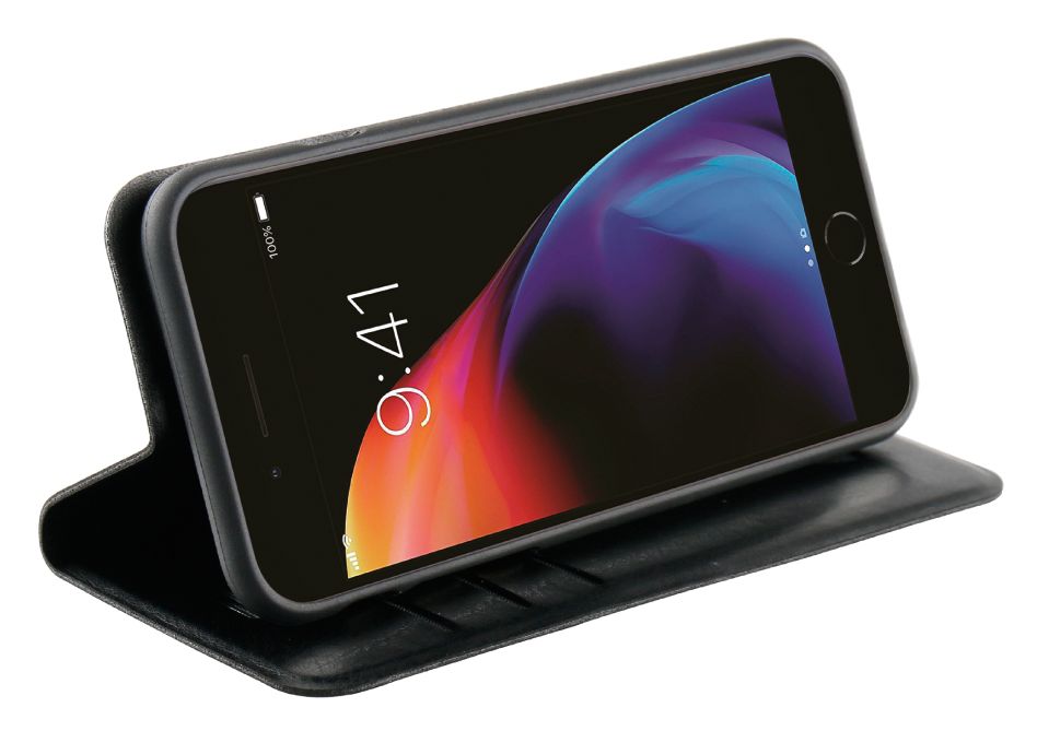 Premium Wallet Geldbörsenhülle für Apple iPhone SE (2. Gen), iPhone 8, iPhone 7, iPhone 6s  (Schwarz) 