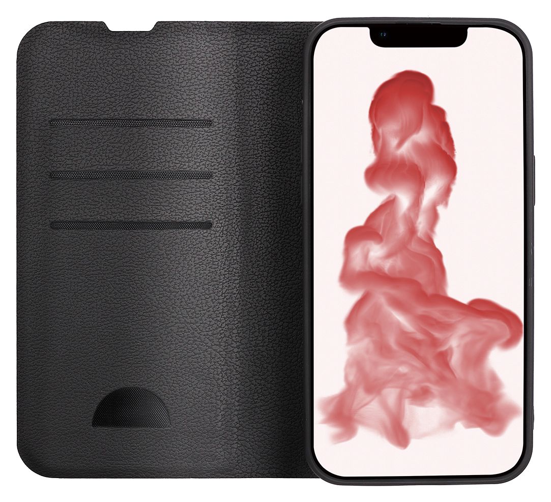 Premium Wallet Geldbörsenhülle für Apple iPhone 14 Plus  (Schwarz) 