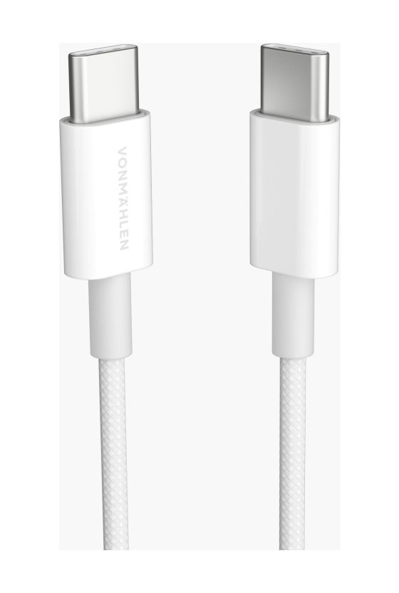 CCA00001 Rundkabel USB C auf USB C Männlich bis 60 W 1 m  (Weiß) 