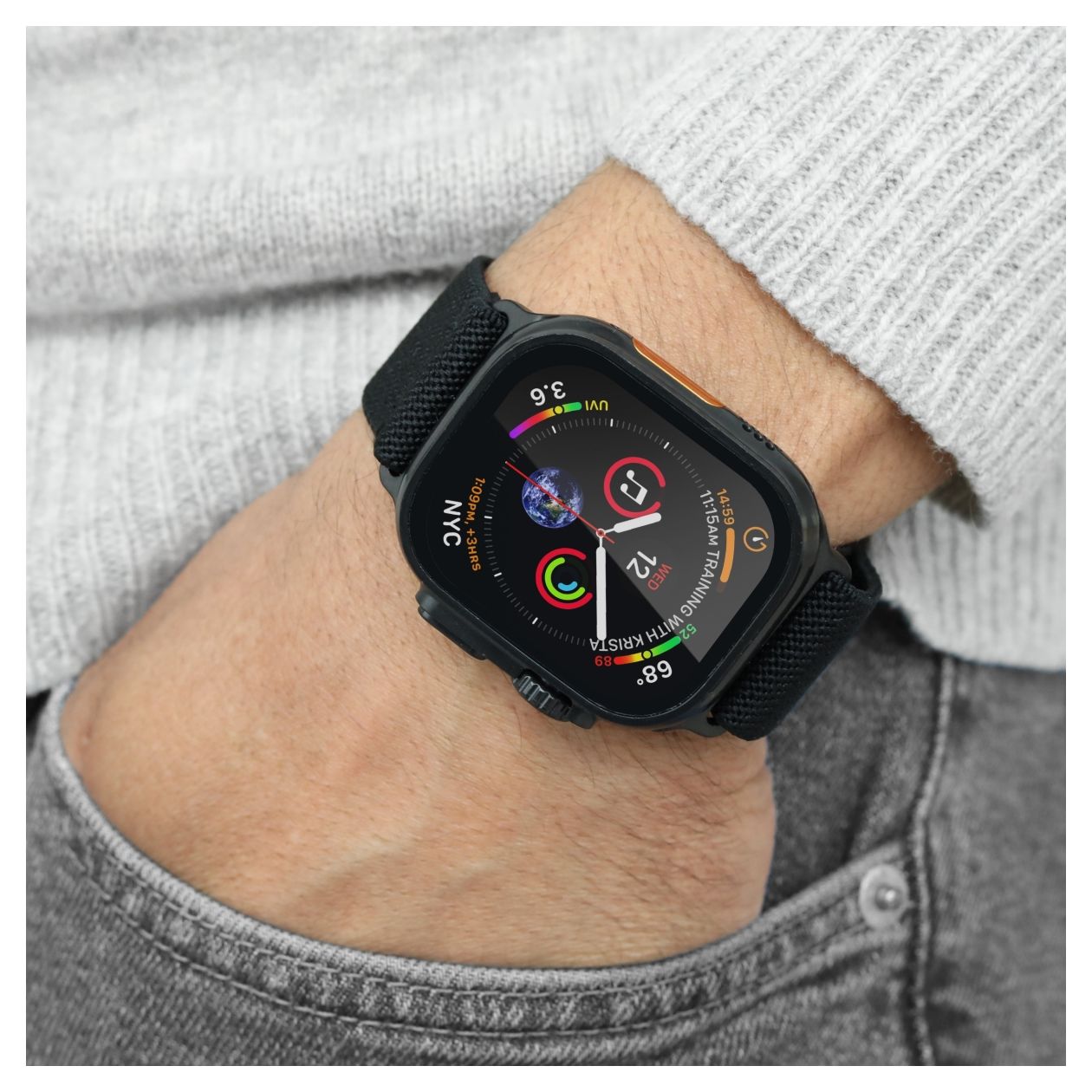 Classic Nylon Loop Armband Apple Watch Ultra  (Schwarz) 