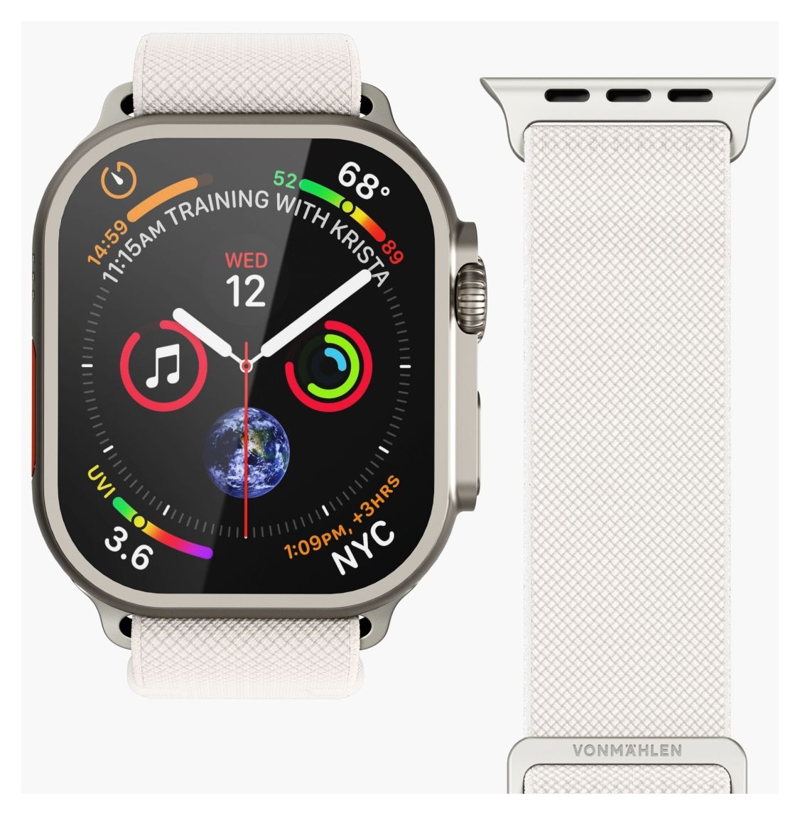 Classic Nylon Loop Armband Apple Watch 42 / 44 / 45 / 49 mm  (Cremefarben) 