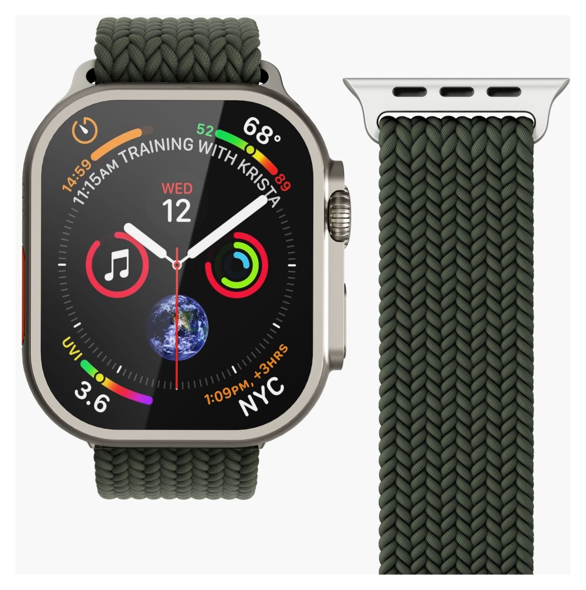 Woven Loop Armband Apple Watch 44 | 45 | 46 | 49 mm  (Olive) 