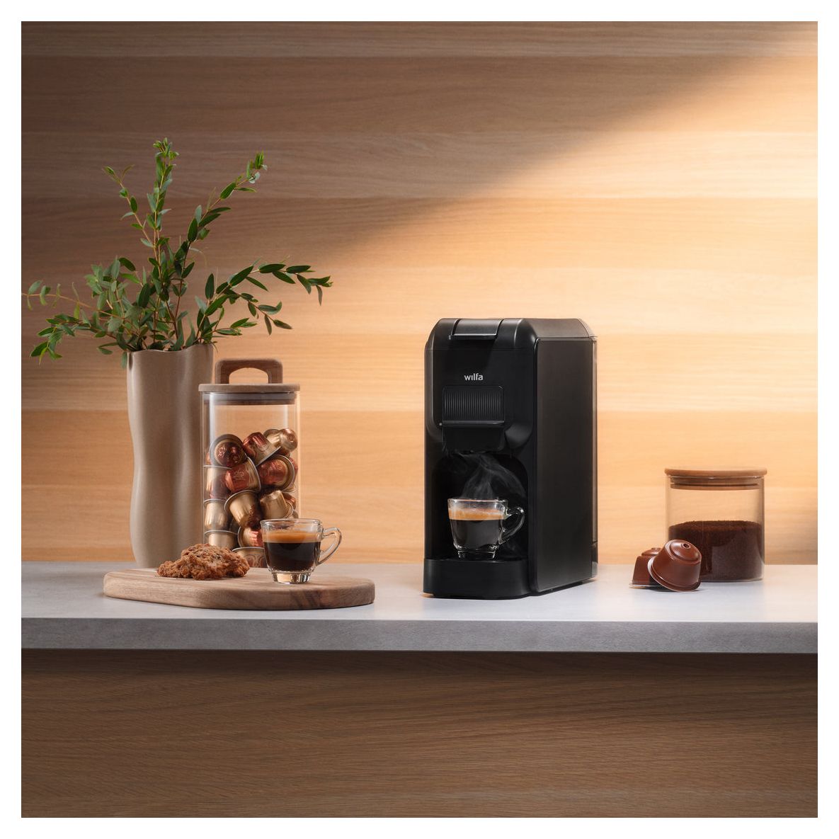 MMA1T-TC15 Volo Multi Mini Kaffeekapsel, Gemahlener Kaffee Maschine  (Schwarz) 