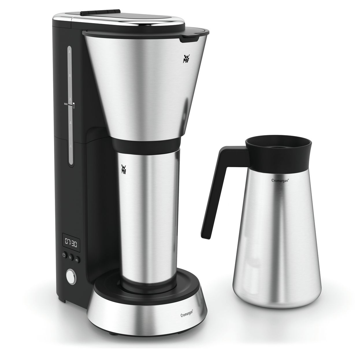 KÜCHENminis Aroma Thermo to go 5 Tassen Filterkaffeemaschine 0,6 l  (Schwarz, Chrom) 