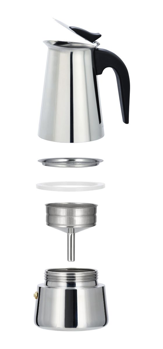 111230 Espressokocher für 6 Tassen Filterkaffeemaschine  (Schwarz, Silber) 