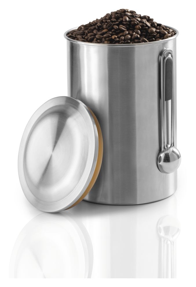 111252 Kaffeedose für 1 kg mit Dosierlöffel luftdicht Edelstahl  (Silber) 