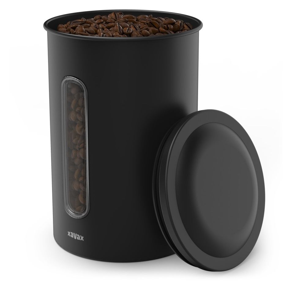 111262 Kaffeedose für 1,3kg Bohnen oder1,5 kg Pulver luftdicht Behälter andere Stahl  (Schwarz) 