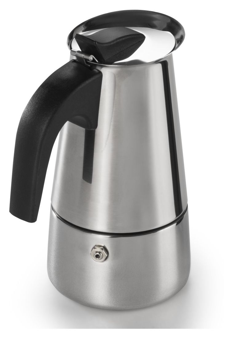 111274 Espressokocher 4 Tassen Filterkaffeemaschine  (Schwarz, Edelstahl) 