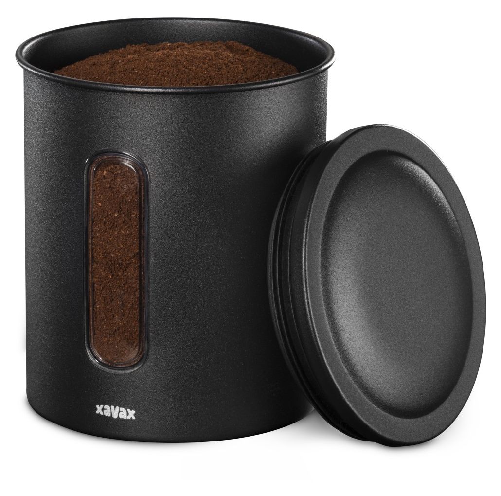 111275 Kaffeedose für 500g Bohnen oder 700g Pulver luftdicht Behälter andere Stahl  (Schwarz) 