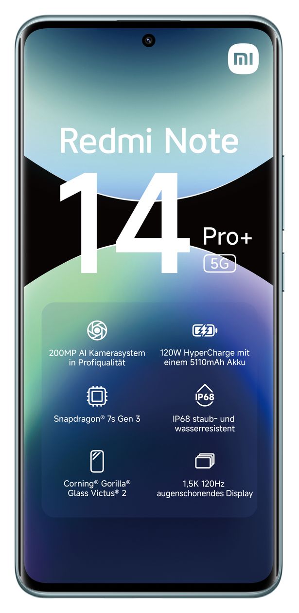 Redmi Note 14 Pro+ 256 GB 5G Smartphone 16,9 cm (6.67 Zoll) 200 MP Dreifach Kamera Dual Sim WiFi 6E (Frost Blue) 