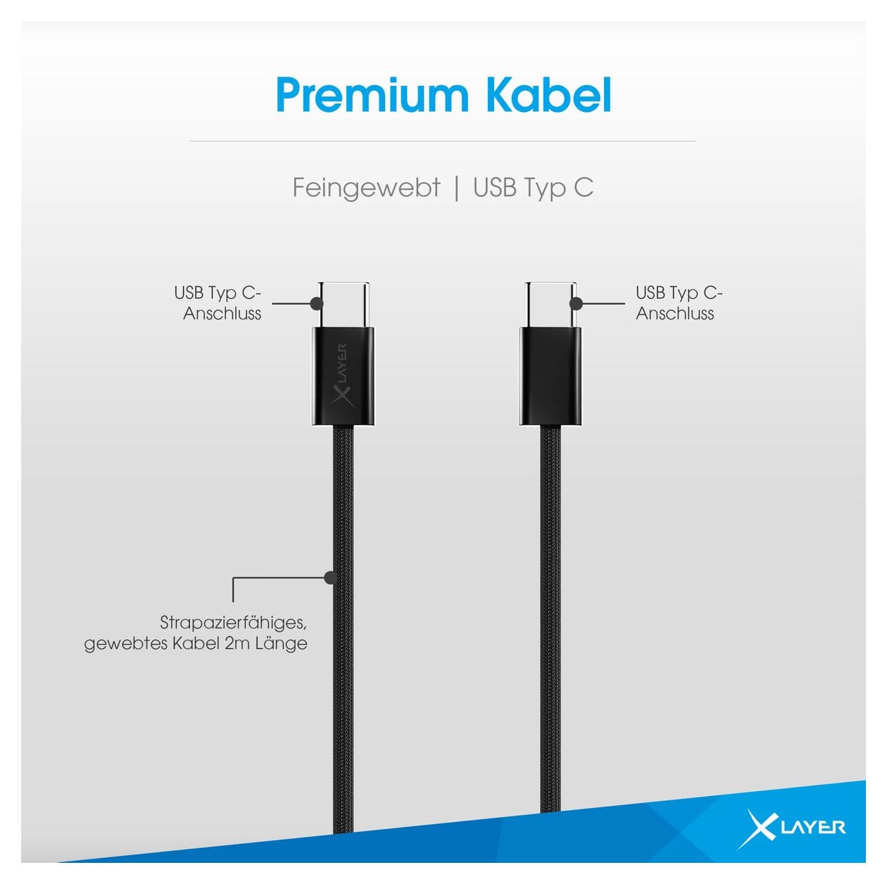 220310 480 Gbit/s Stecker USB C auf USB C bis 60 W 2 m  (Schwarz) 