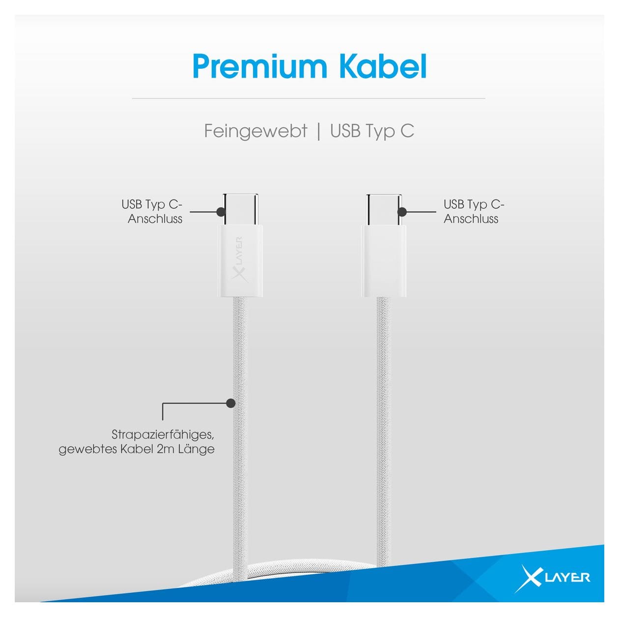 220311 480 Gbit/s Stecker USB C auf USB C bis 60 W 2 m  (Weiß) 