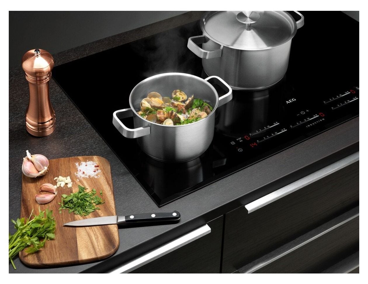 A3SS Koch-und Bratset aus Bratpfanne 24 cm + 2 Töpfen 16 cm und 20 cm 