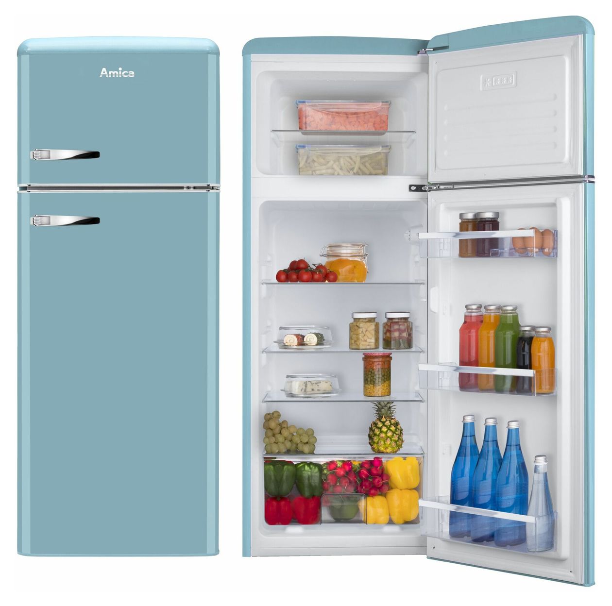 DTR374190T 162 l / 44 l Kühl-Gefrierkombi freistehend 144 kWh Jahr  (Türkis) 