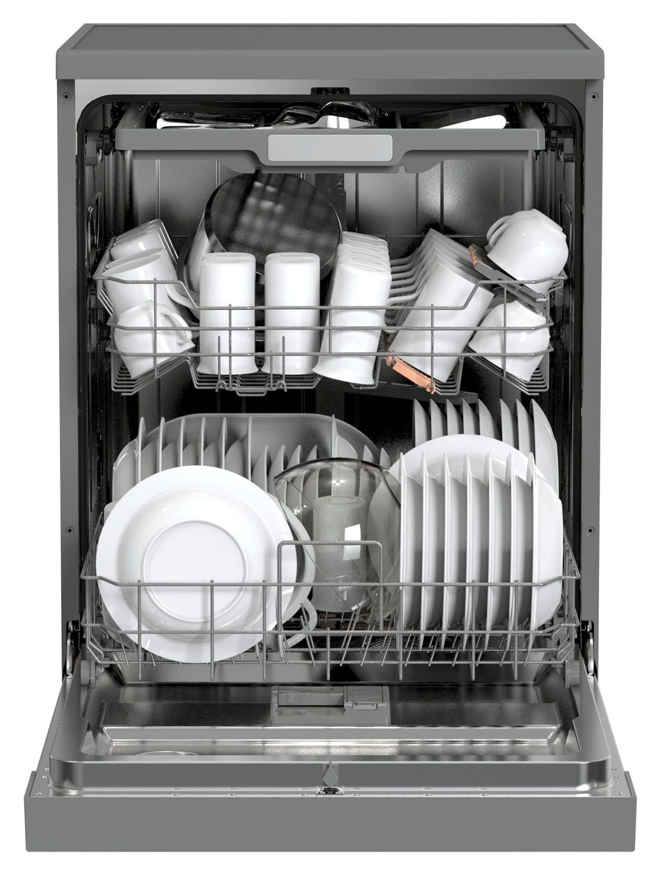 GSP 545 580 E 60 cm Geschirrspüler freistehend leise 15 Maßgedecke aquaStop Funktion (Silber) 