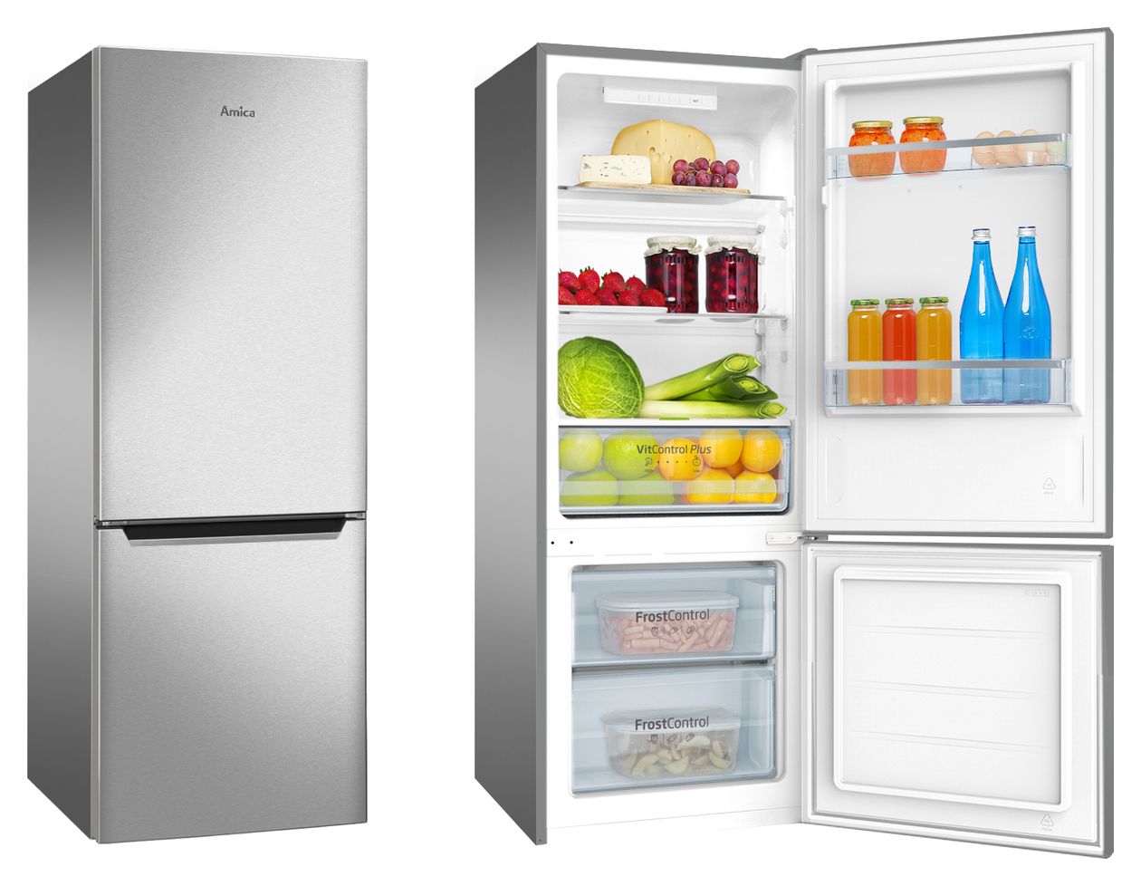 KGCL384160E 153 l / 52 l Kühl-Gefrierkombi freistehend 191 kWh Jahr  (Edelstahl) 