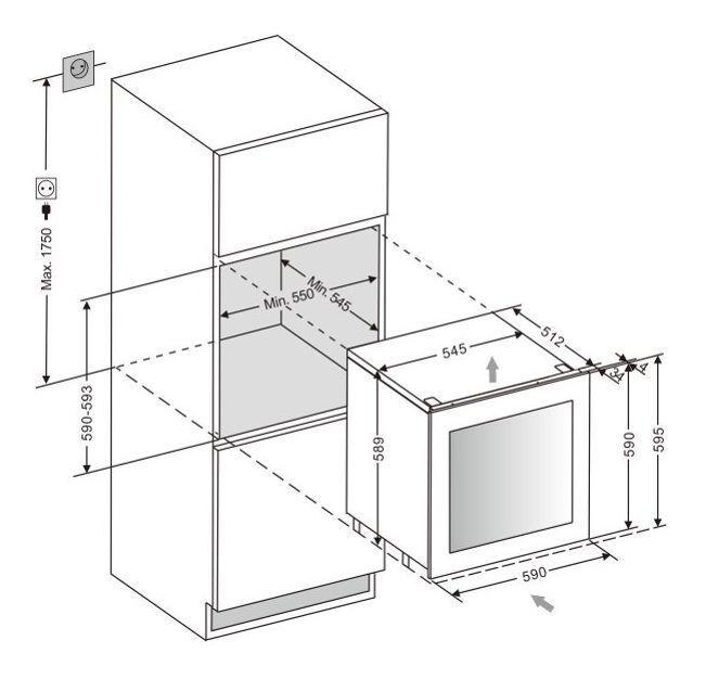 WK341215S Weinkühler Integriert EEK: F 2 Zonen 26 Flasche(n) 