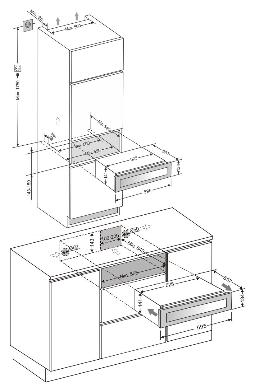 WK341400S Weinkühler Integriert EEK: G 1 Zonen 5 Flasche(n) 