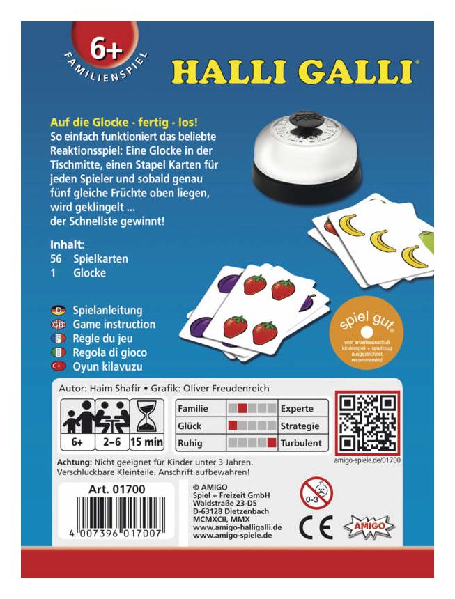 01700 Halli Galli Kartenspiel bis zu 6 Spielern ab 6 Jahr(e) 