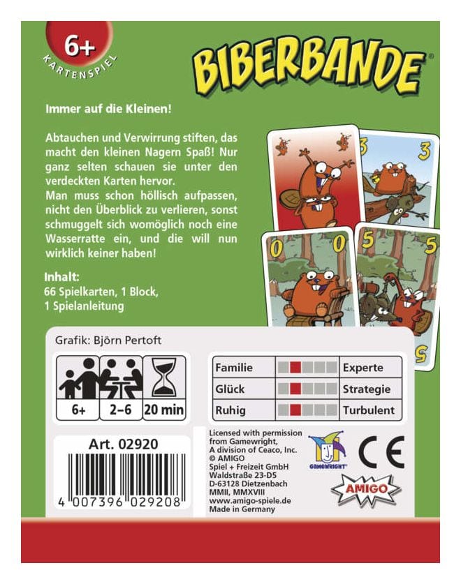 02920 Biberbande Kartenspiel bis zu 6 Spielern ab 6 Jahr(e) 