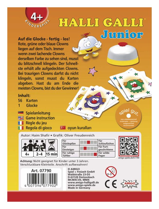 07790 Halli Galli Junior Kartenspiel bis zu 4 Spielern ab 4 Jahr(e) 