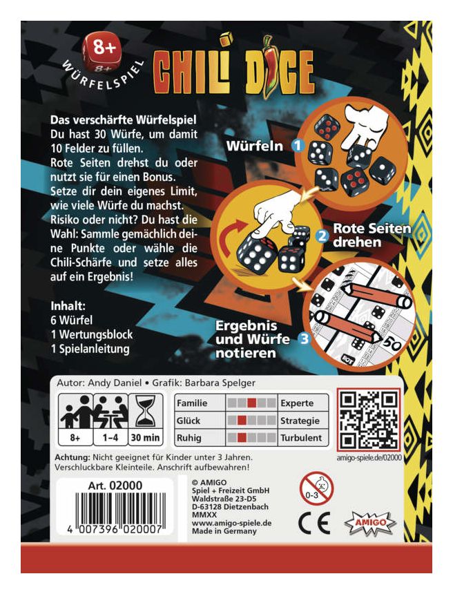 2000 Chili Dice Brettspiel bis zu 4 Spielern ab 8 Jahr(e) 