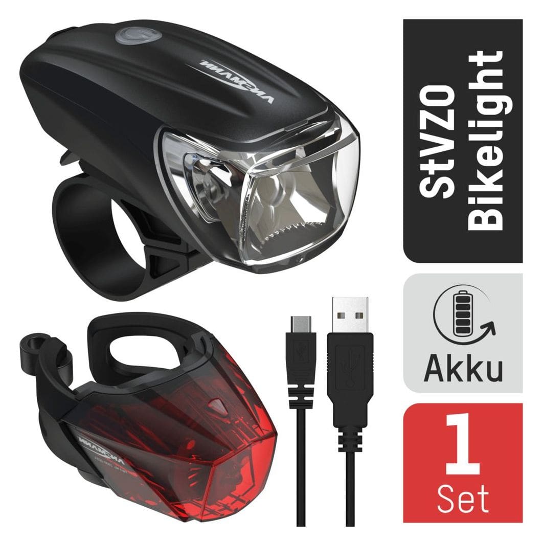 1600-0254 Fahrradlicht Set LED wiederaufladbar  Heckbeleuchtung + Frontbeleuchtung (Set) 