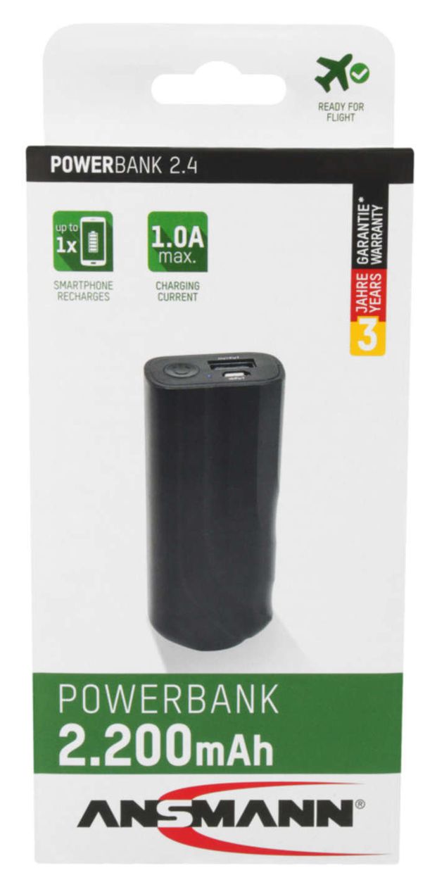 PB2.4 2200 mAh Powerbank USB Typ-A  (Schwarz) 