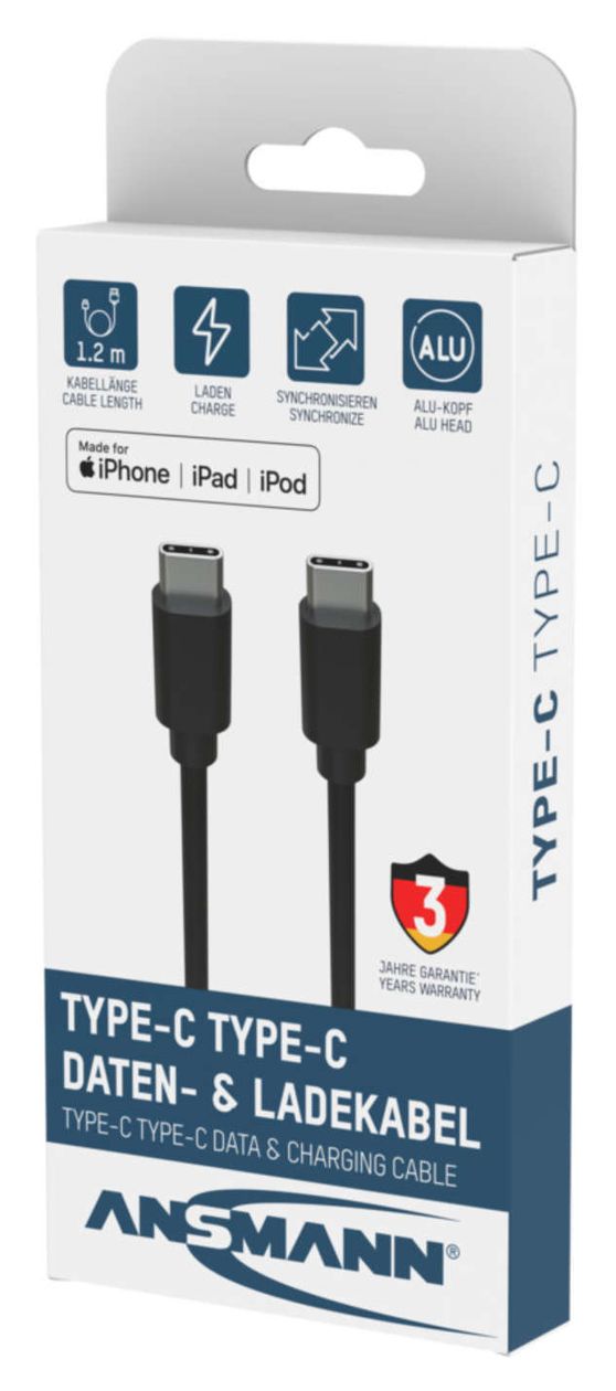 1700-0121 5 Gbit/s Stecker USB C auf USB C 0,12 m  (Schwarz) 