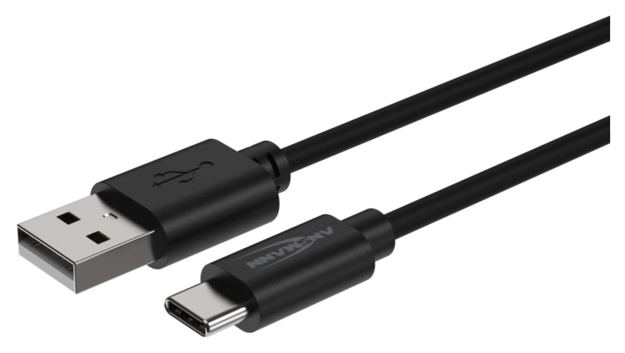 1700-0130 0,48 Gbit/s Stecker Rundkabel USB A auf USB C 1 m  (Schwarz) 