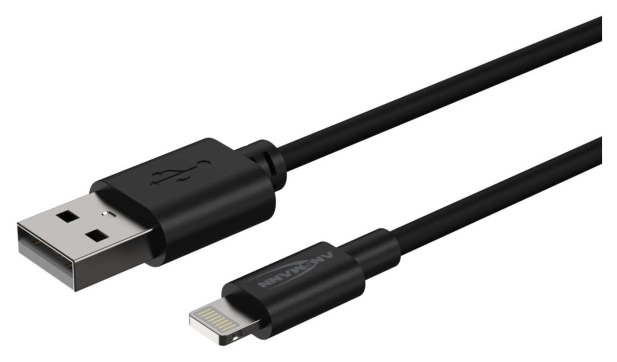 1700-0131 Stecker Rundkabel Lightning auf USB A 1 m  (Schwarz) 