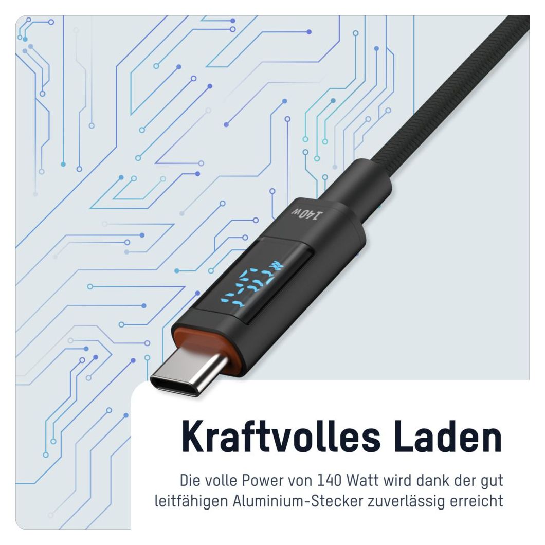 1700-0176 0,48 Gbit/s Rundkabel USB C auf USB C Männlich bis 140 W 1,2 m  (Anthrazit) 