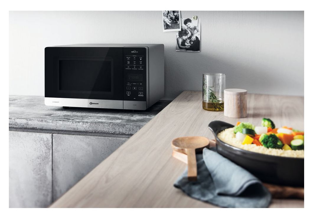 MW49SL Freistehende Mikrowelle 800 W Größe: mittel 6 Stufen Dampfgaren Grill  (Schwarz, Silber) 