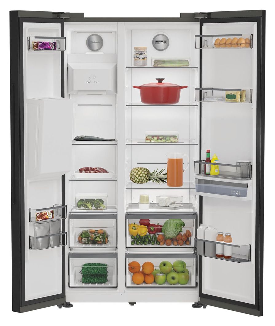 SBSIWE90 Side-by-Side Kühl-/ Gefrierkombination 375 l / 203 l 328 kWh NoFrost 1790 mm x 910 mm  (Schwarz) 