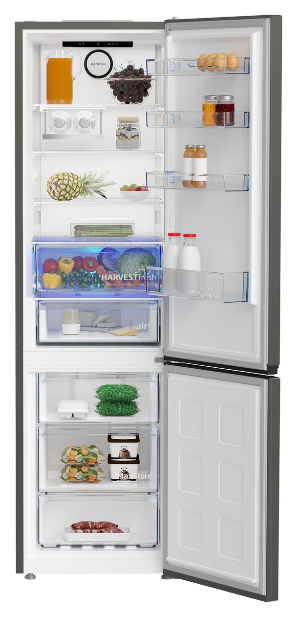 B7RCNA407HG 249 l / 106 l Kühl-Gefrierkombi freistehend NoFrost 135 kWh Jahr  (Edelstahl) 