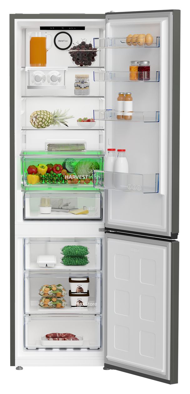 B7RCNA408HG 249 l / 106 l Kühl-Gefrierkombi freistehend NoFrost 112 kWh Jahr  (Grau) 