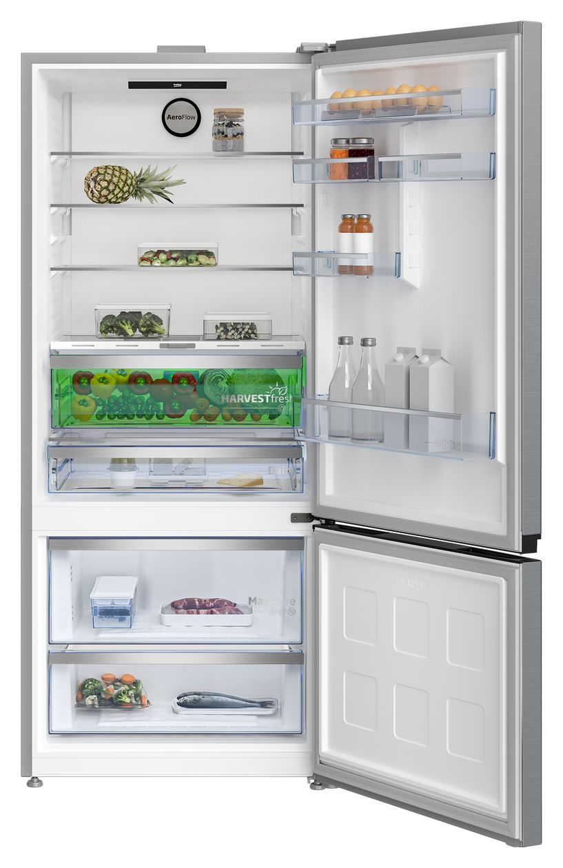 B7RCNE595ZXPW 401 l / 150 l Kühl-Gefrierkombi freistehend NoFrost 240 kWh Jahr  (Edelstahl) 