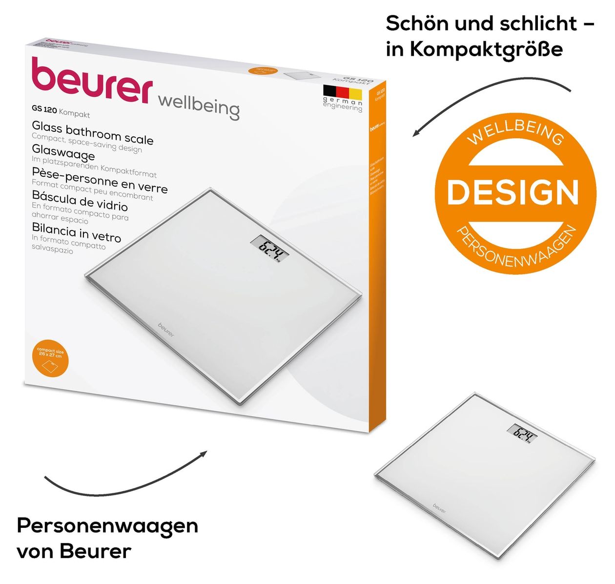 GS120 Kompakt Elektronische Personenwaage bis 150 kg 
