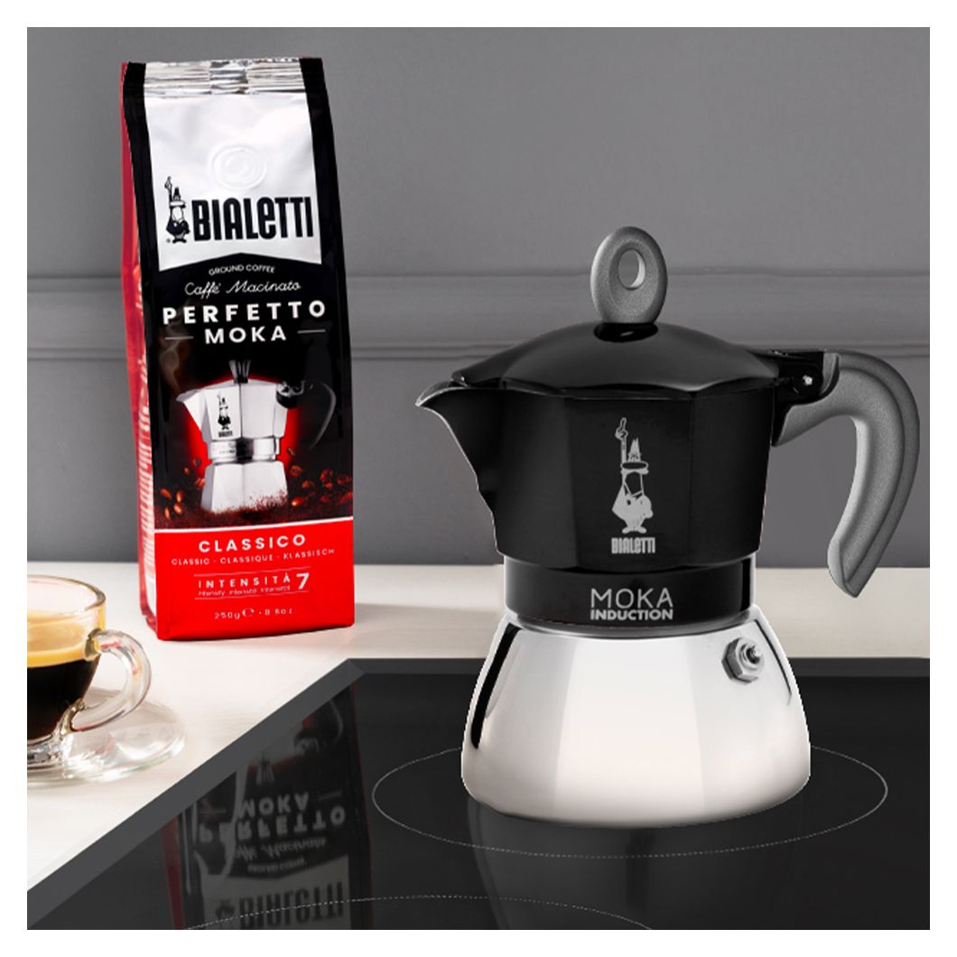 Moka Induction Espressokocher 4 Tassen Filterkaffeemaschine  (Schwarz) 