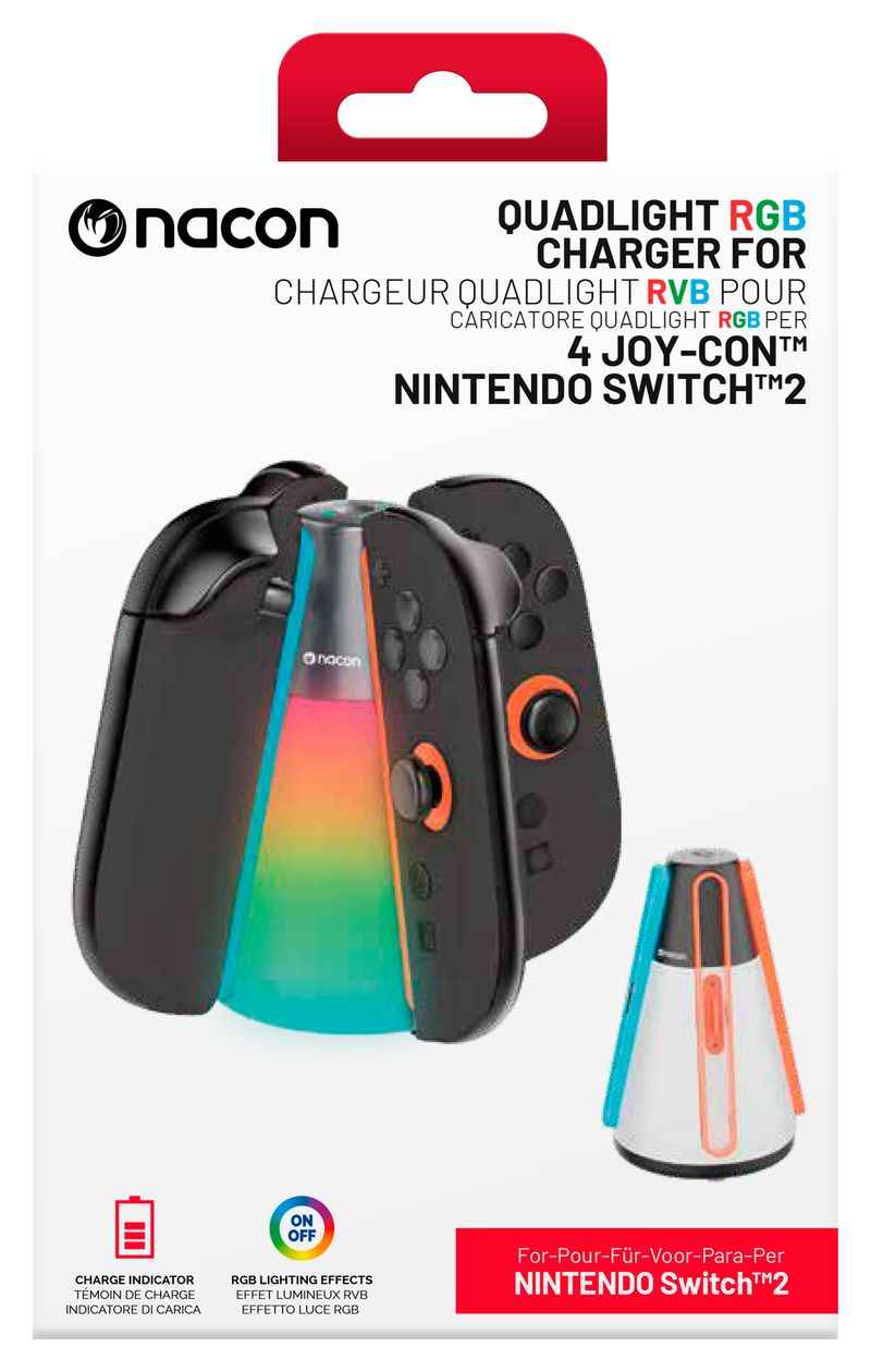 Quadlight RGB Charger für 4 Joy-Con Controller Ladestation Nintendo Switch 2  (Mehrfarbig) 