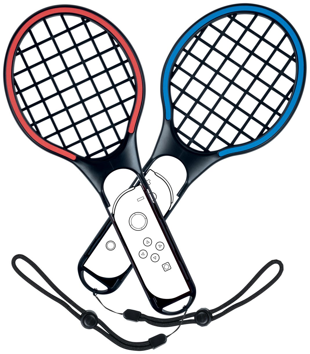 Joy-Con Tennis Rackets Kit Speziell Nintendo Switch Nintendo Switch, Nintendo Switch OLED kabellos (Schwarz, Blau, Rot) 