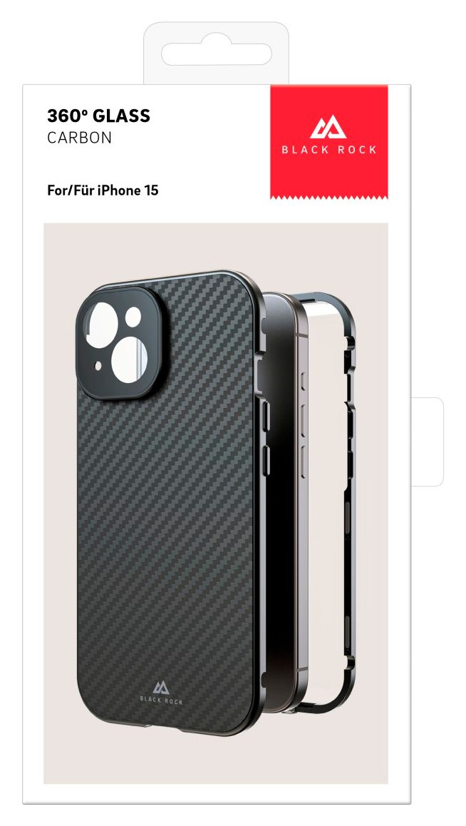 221252 Rückseiten-/Bildschirmschutz Karbon, Faser, Metall, Gehärtetes Glas 9H für  Apple iPhone 15 Kratzresistent 