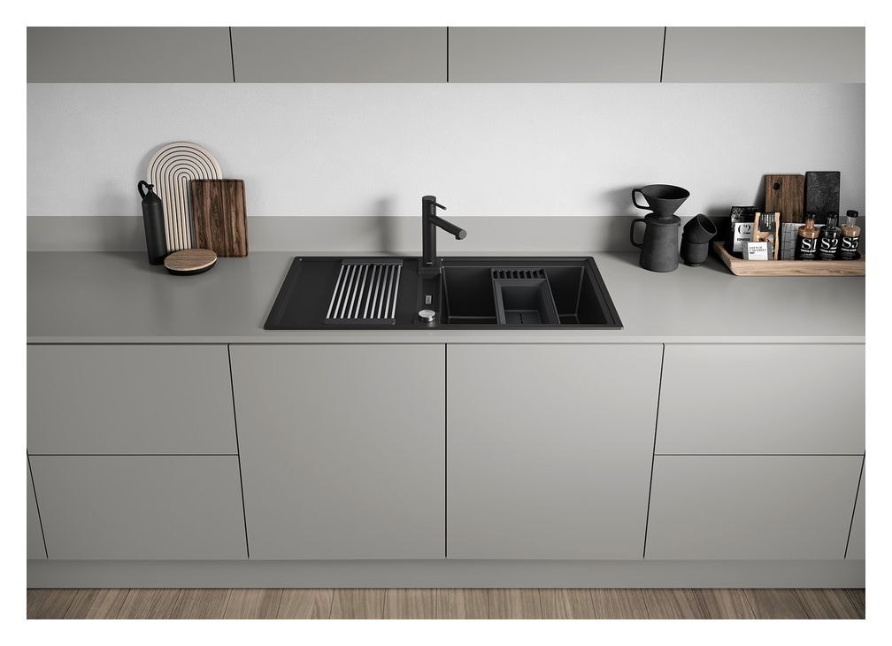 ADIRA XL 6 S Einbauspüle für 60 cm Unterschrank Silgranit 1 Becken  (Schwarz) 
