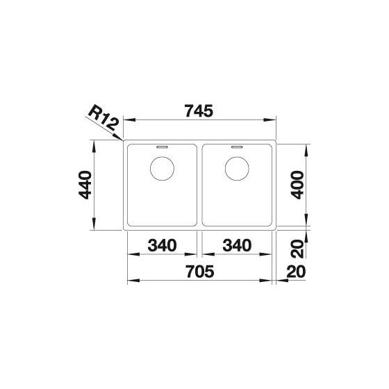 ANDANO 340/340-IF Flächenbündige Spüle für 80 cm Unterschrank Edelstahl  (Edelstahl) 